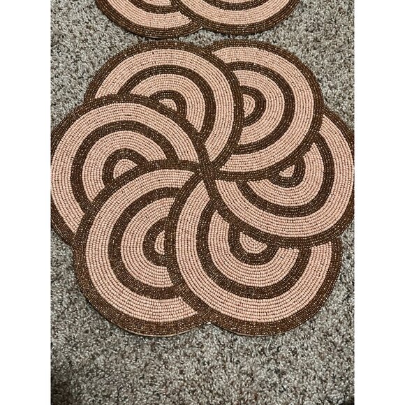 Pier One Beaded Pink/Brown Place Mat of 2 - Picture 3 of 4